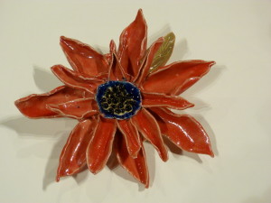 Red ceramic flower